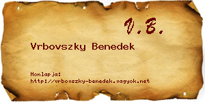 Vrbovszky Benedek névjegykártya